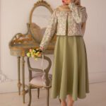 ست کت سارافون مروارید (کت کرم-سارافون سبز)